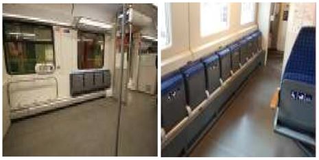 독일의 지하철 내부와 열차의 내부에도 접이식 의자가 마련되어 비장애인도 편리하게 누구나 사용할 수 있다.         한국장애인개발원 자료사진 캡쳐