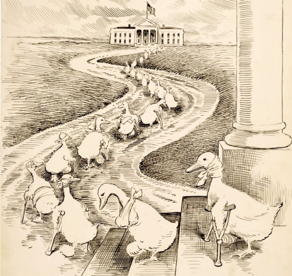 미국 만화가 클리퍼드 베리먼의 레임덕 현상 풍자 만화. 시사상식사전