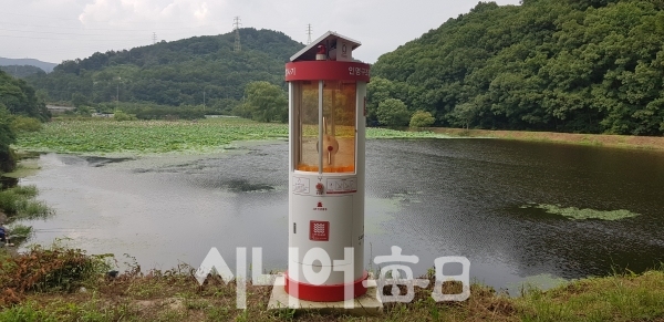 수성구 삼덕동 구라지에 설치된 로켓발사기 '라이프가드-100'. 이배현 기자