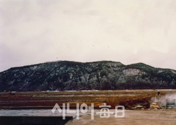 1990년 2월 1일 앞공굴에서 바라본 눈 덮인 양동산. 정재용 기자