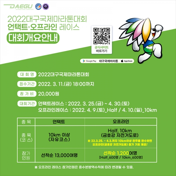 ‘탄소중립! 친환경 마라톤대회’를 모토로 2022대구국제마라톤대회 개최