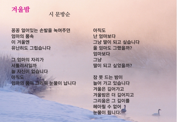 1월의 시인 대표작 '겨울밤'.  사진 협회 제공.